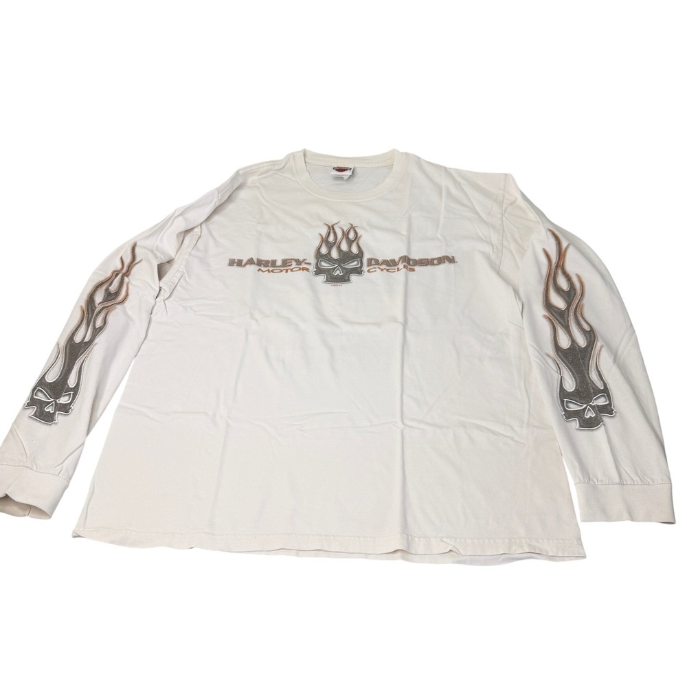 Harley Davidson US 129 Dragon Graphic Long Sleeve T-Shirt White Mens XL - RARE